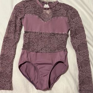 Purple Rhinestoned leotard dance costume